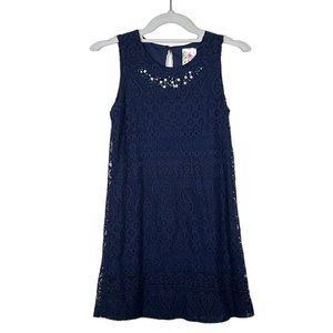 Jenna & Jessie - Girl's Sz 12 - Navy Blue Lace Elegant Dress - Jewels Sleeveless